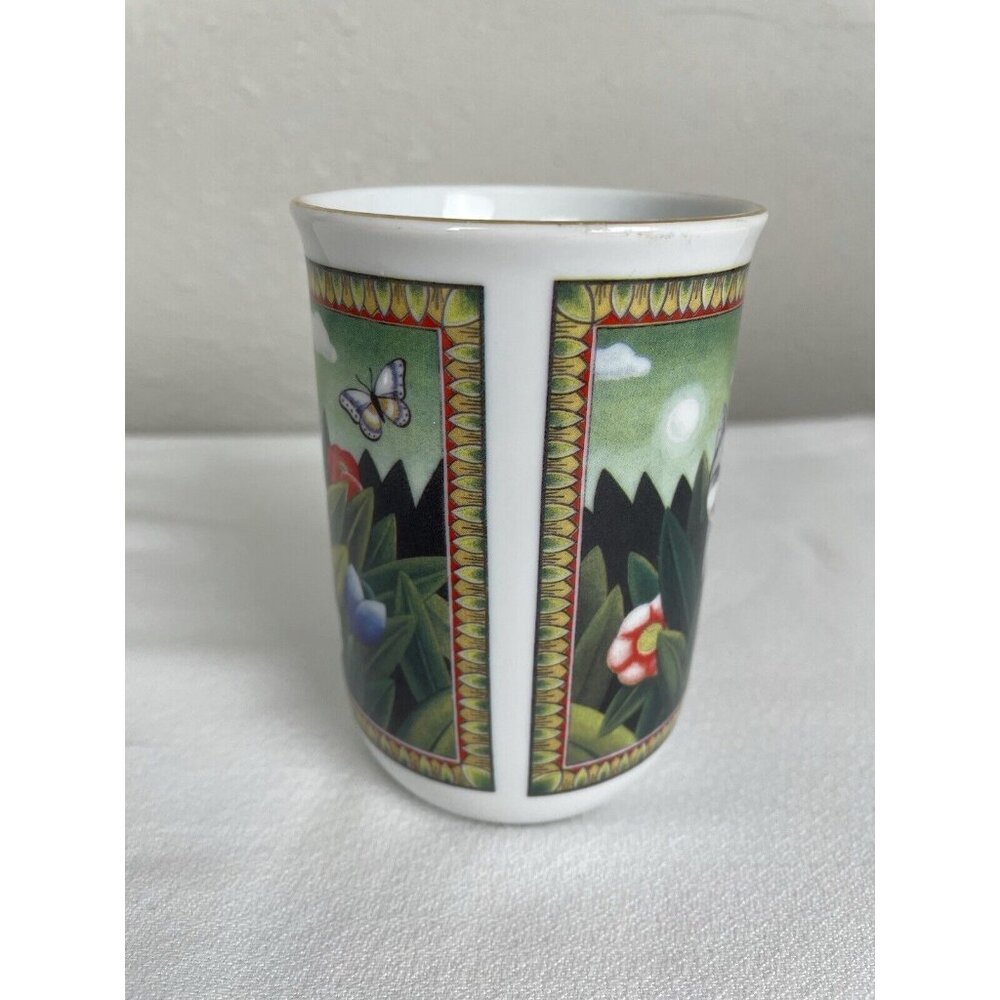 Russ Berrie Four Seasons Mug Cup White Gray Cats In Flower Garden Ceramic 8oz. - Picture 4 of 8